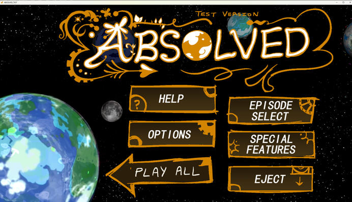 ABSOLVED (game) MAIN MENU MOCKUP